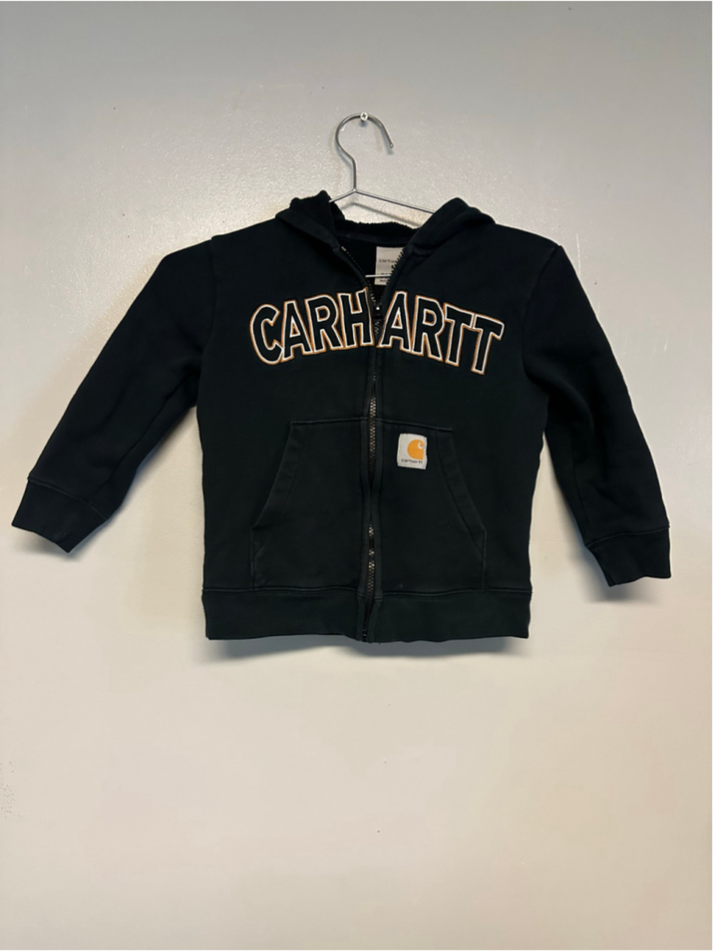 Boys Carhartt Zip-Up Hoodie Black Yellow Size 6